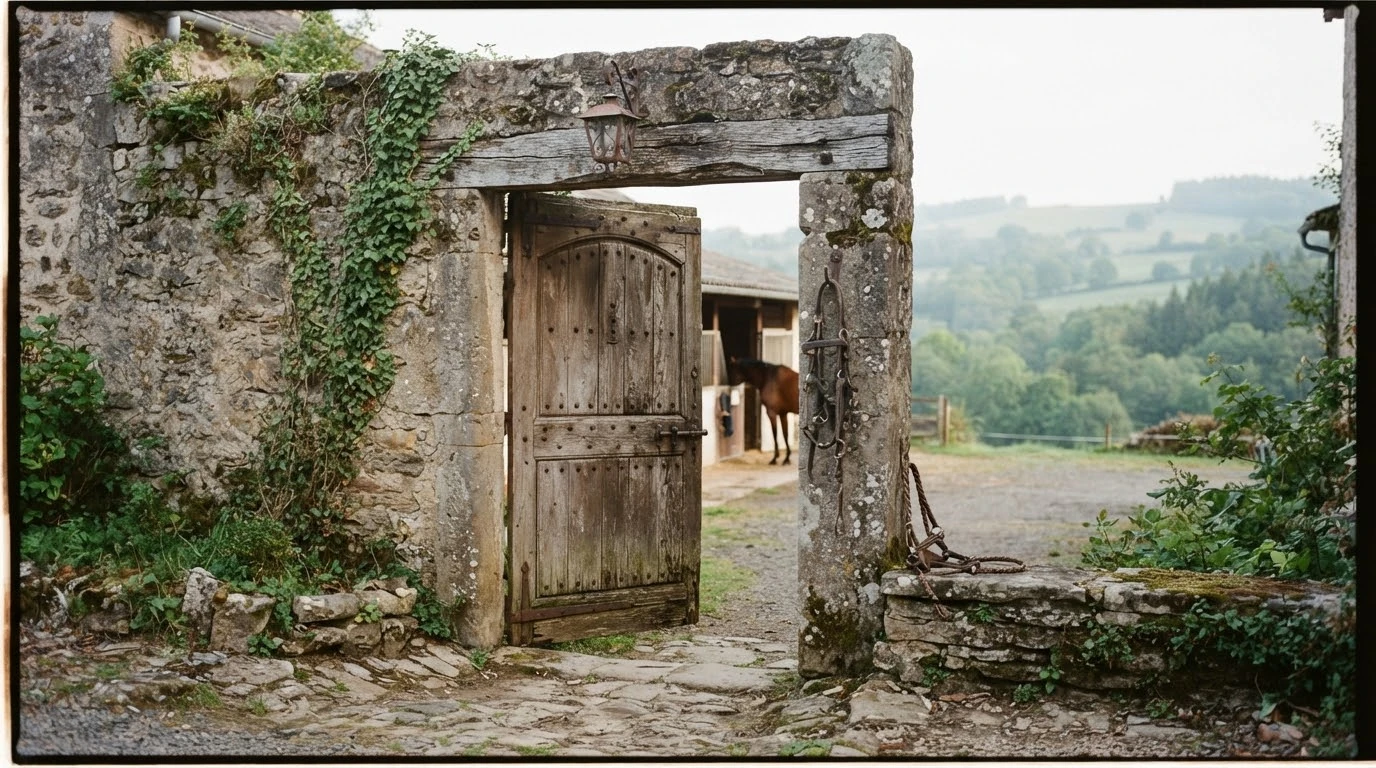 Entrée du Western Poneys, centre équestre à Murol